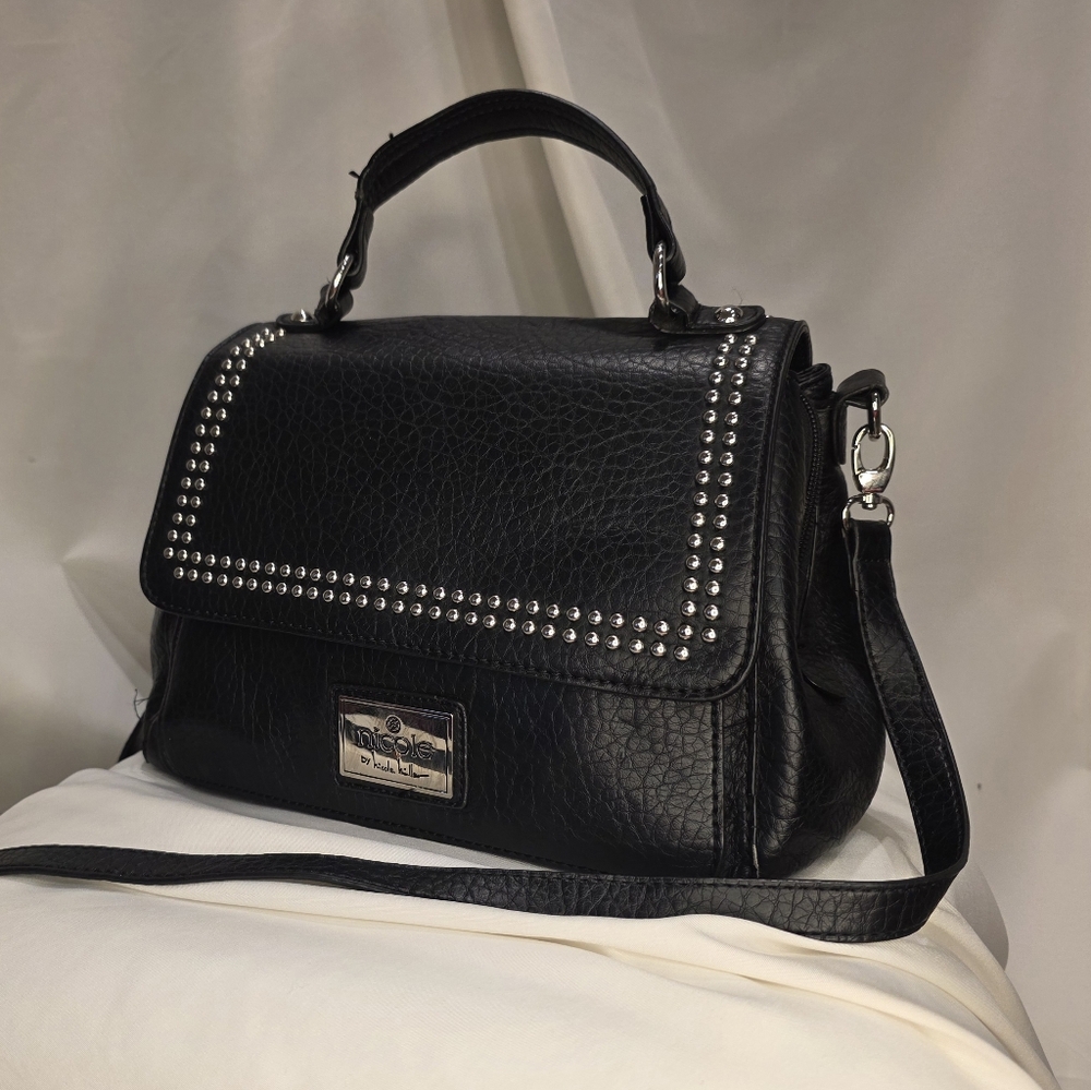 Black Studded Leather Handbag